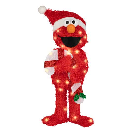 29.5" Sesame Street Elmo 3D Christmas Lighted Tinsel Sculpture Christmas Décor